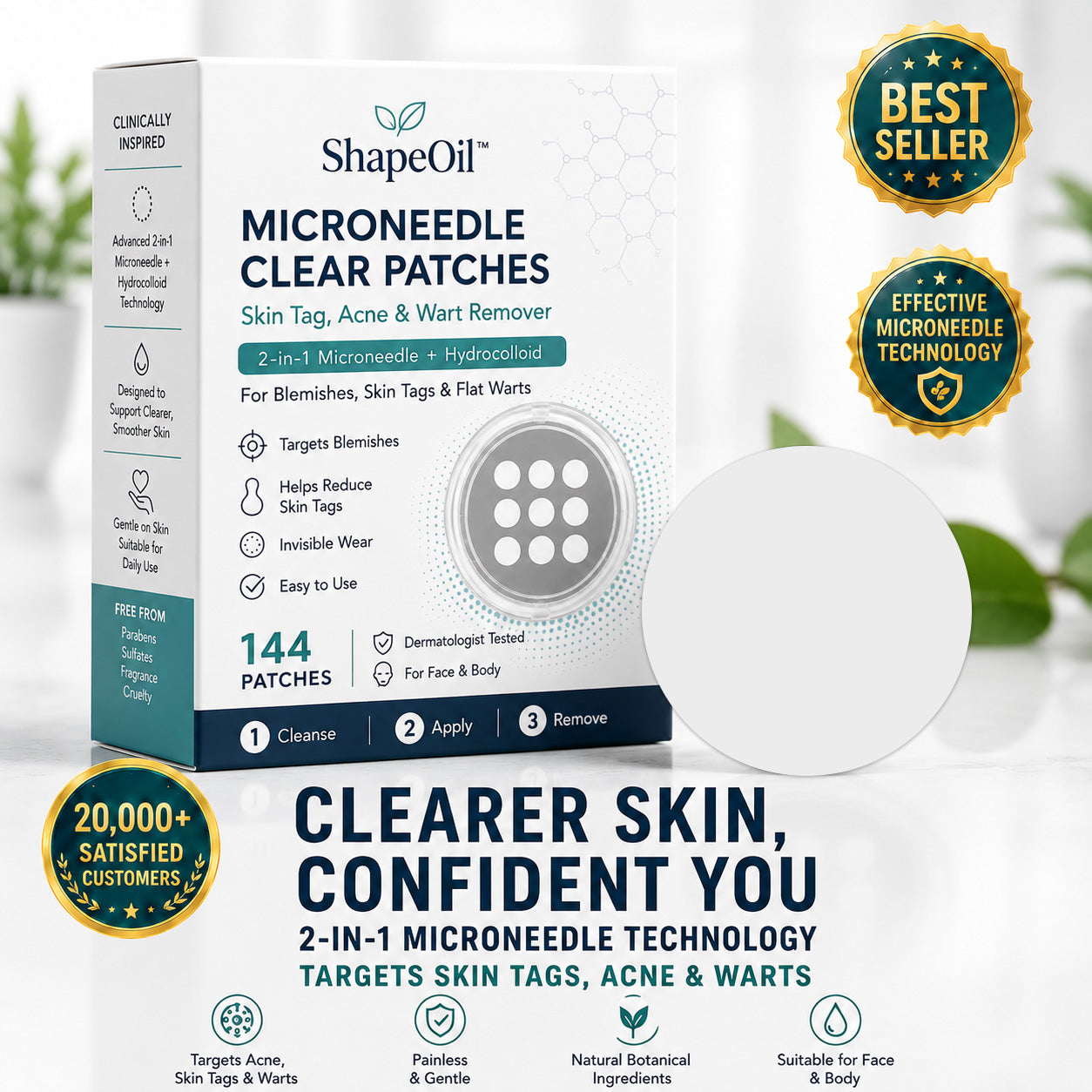 2-in-1 Microneedle & Hydrocolloid Patch🍀