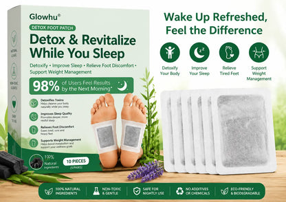 🌿 Brand New Upgrade Glowhu® Detox FootPatch – 10-Pack | Detox, Weight Loss, Sleep Support & Foot Pain Relief