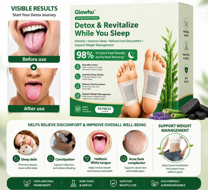 🌿 Brand New Upgrade Glowhu® Detox FootPatch – 10-Pack | Detox, Weight Loss, Sleep Support & Foot Pain Relief