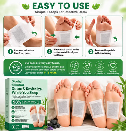 🌿 Brand New Upgrade Glowhu® Detox FootPatch – 10-Pack | Detox, Weight Loss, Sleep Support & Foot Pain Relief