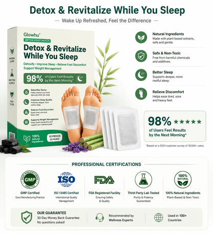 🌿 Brand New Upgrade Glowhu® Detox FootPatch – 10-Pack | Detox, Weight Loss, Sleep Support & Foot Pain Relief