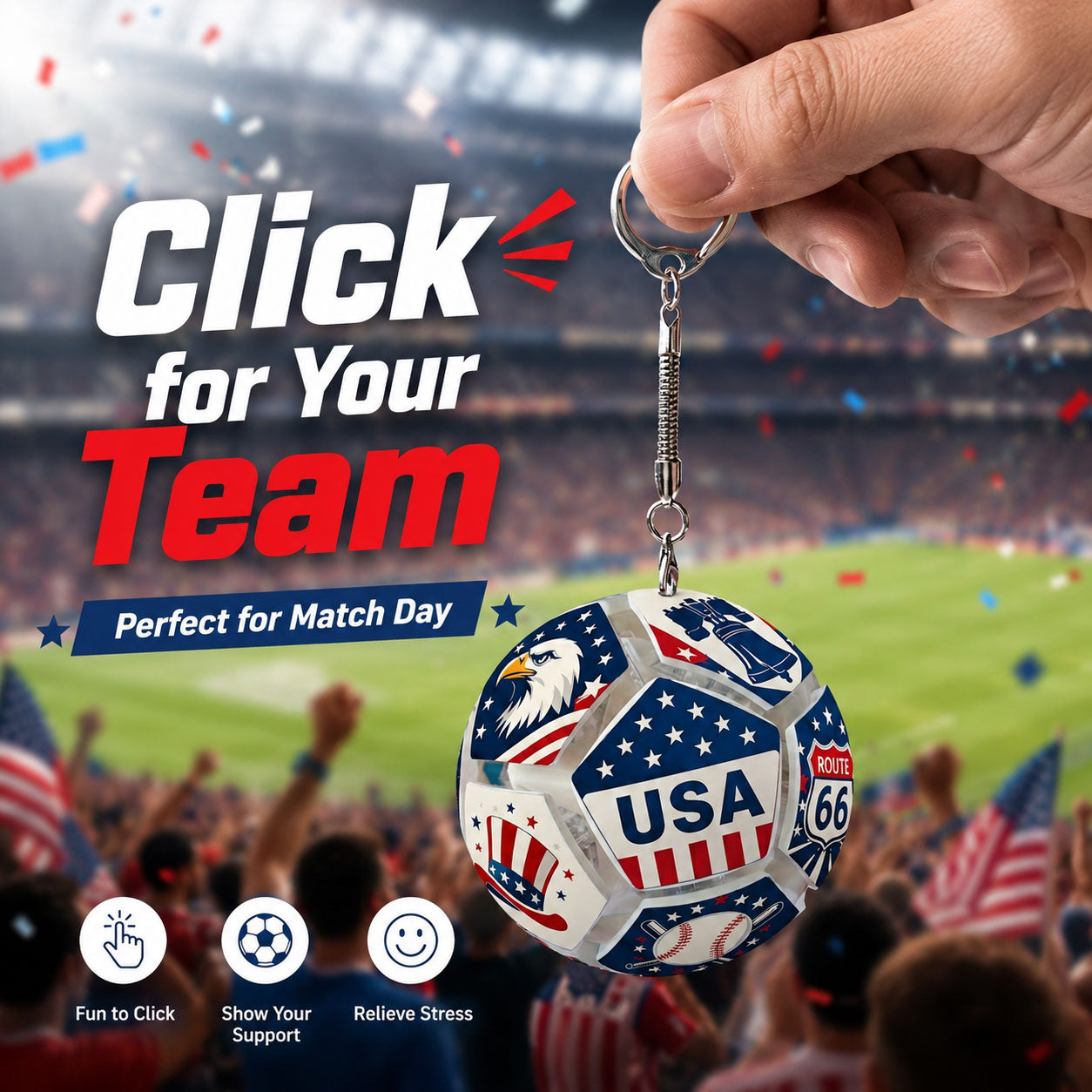 ⚽ Collectible Soccer Fidget Keychain — Press, Click & Carry Your Team Spirit